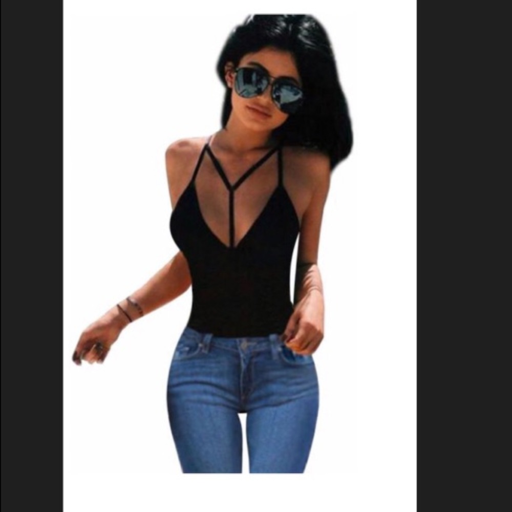 Satin/nylon Y-Neck blouse.